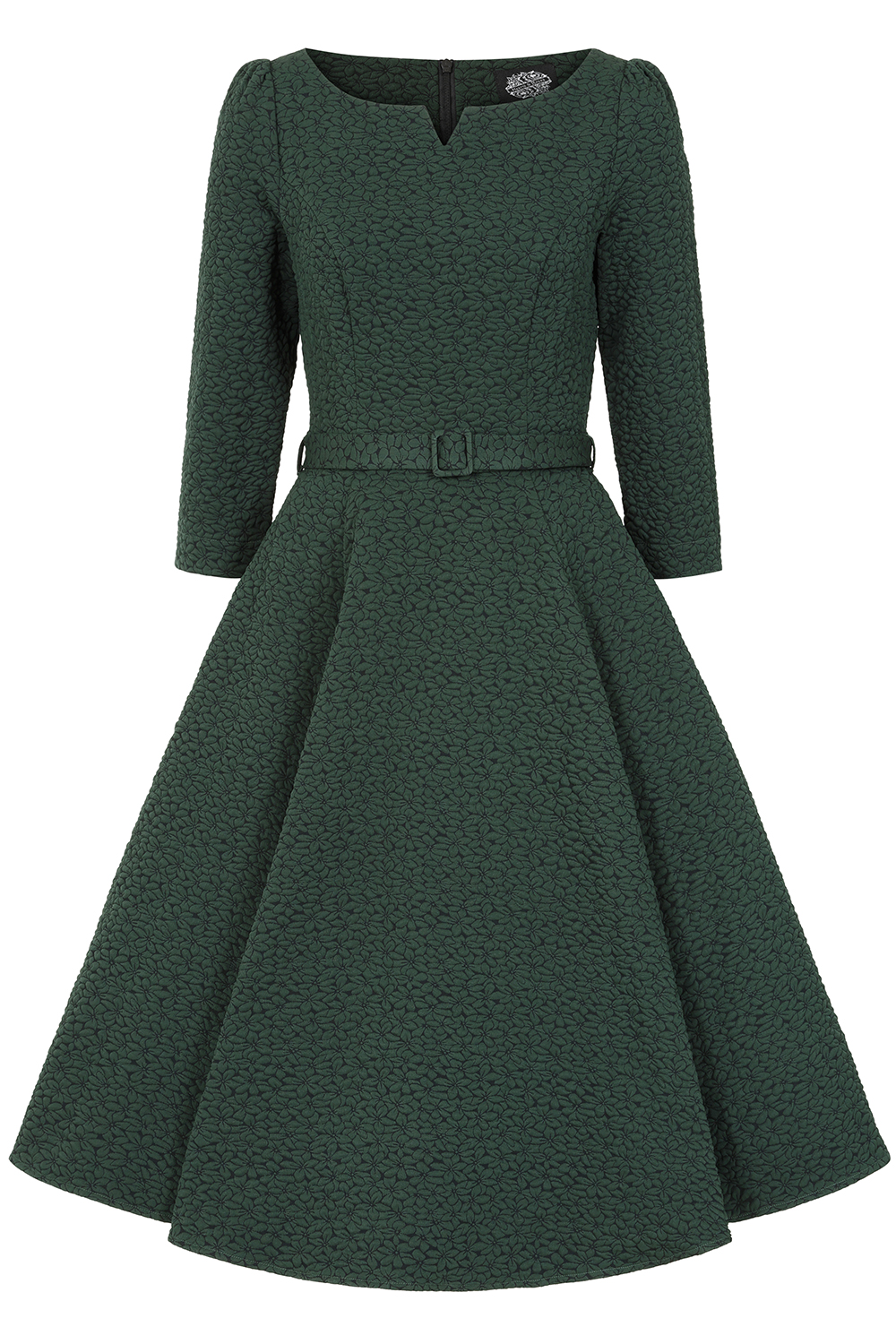 Gladys Embossed Floral Swing Dress